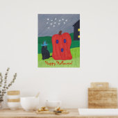 Pumpkin Ghost und Wizard Cat Halloween Posters Poster (Küche)