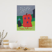 Pumpkin Ghost und Wizard Cat Halloween Posters Poster (Küche)