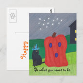 Pumpkin Ghost und Wizard Cat Halloween Postkarten (Vorne/Hinten)