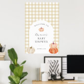 Pumpkin Gingham Baby Dusche Willkommen Poster (Heimbüro)