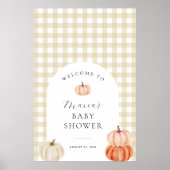 Pumpkin Gingham Baby Dusche Willkommen Poster (Vorne)