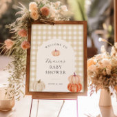 Pumpkin Gingham Baby Dusche Willkommen Poster