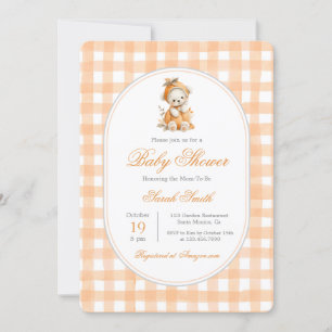 Pumpkin Gingham Baby Shower Girl Einladung