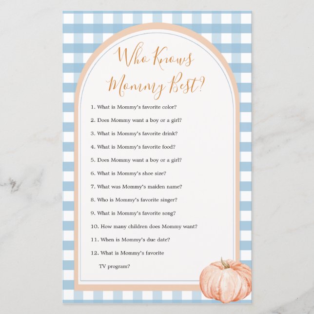 Pumpkin Gingham Birthday, der Mommy Best Game kenn (Vorderseite)