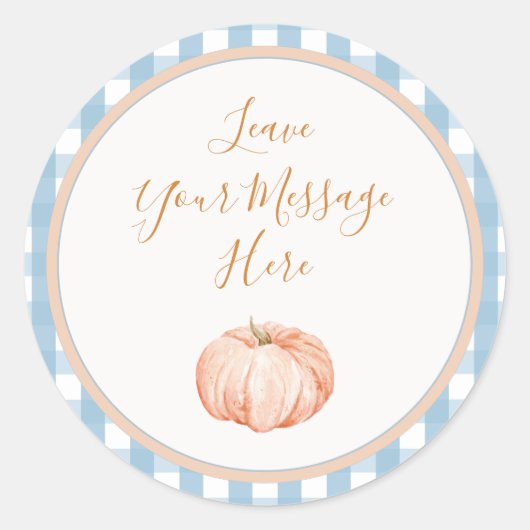 Pumpkin Gingham Birthday Liebe Ihre Nachricht hier Runder Aufkleber (Vorderseite)