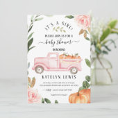 Pumpkin Girl Babydusche Einladung (Stehend Vorderseite)