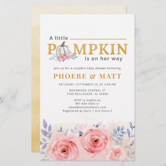 Pumpkin Girl Babydusche Wasserfarbe Briefpapier (Vorne/Hinten)