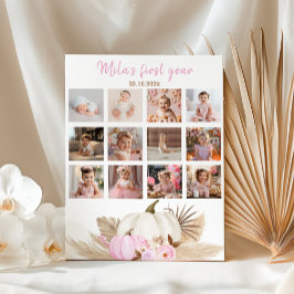 Pumpkin Girl First Year Foto Milestone Poster