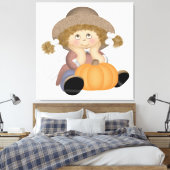 Pumpkin Girl umgeben von Autumnal Leinwanddruck (Insitu (Schlafzimmer))
