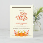 Pumpkin Give Danke Erntedank Dinner Party Einladung (Stehend Vorderseite)