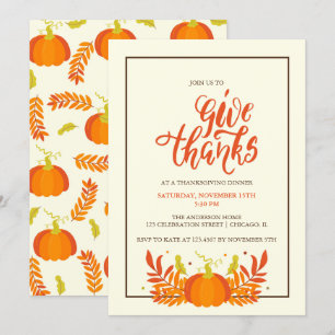 Pumpkin Give Danke Erntedank Dinner Party Einladung