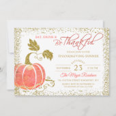 Pumpkin Glitzer Erntedank Dinner Einladung (Vorderseite)