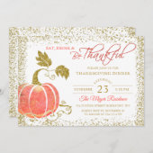 Pumpkin Glitzer Erntedank Dinner Einladung (Vorne/Hinten)