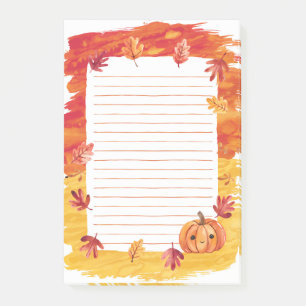 Pumpkin Glow & Falling Blätter Post-it Klebezettel