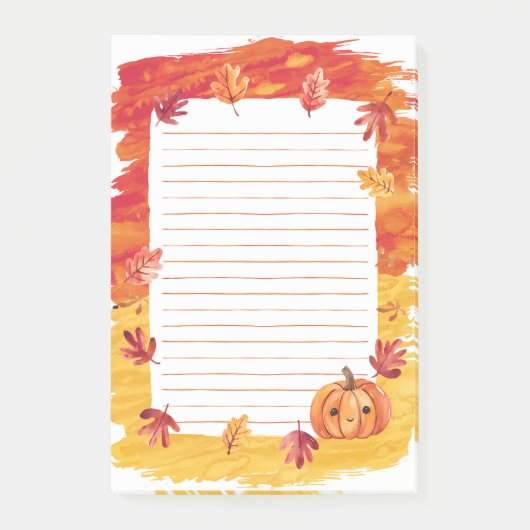 Pumpkin Glow & Falling Blätter Post-it Klebezettel (Vorderseite)