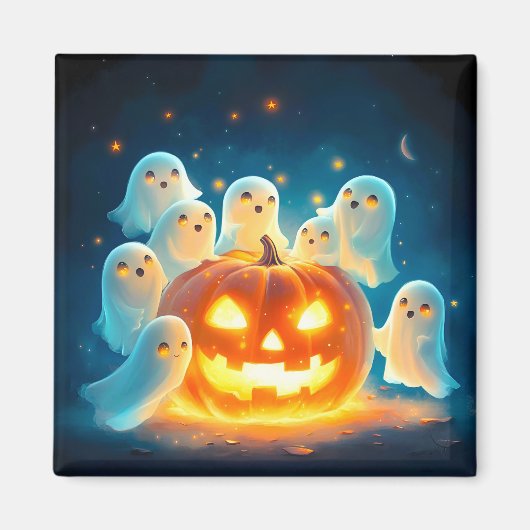Pumpkin Glow Ghost Partys Watercolor Magnet (Vorne)