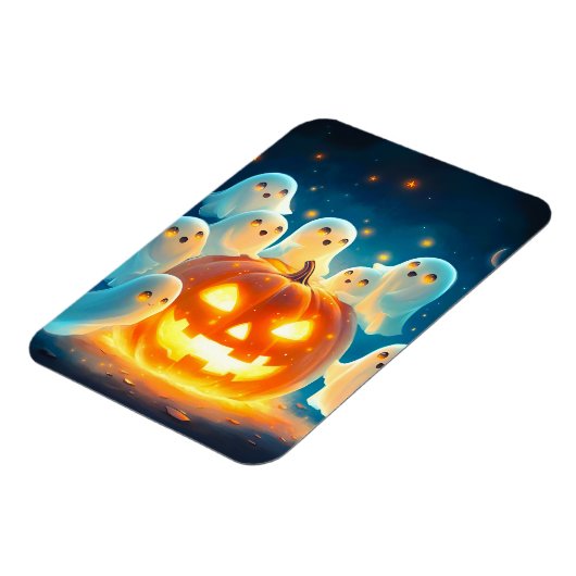 Pumpkin Glow Ghost Partys Watercolor Magnet (Linke Seite)