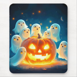 Pumpkin Glow Ghost Partys Watercolor Mousepad