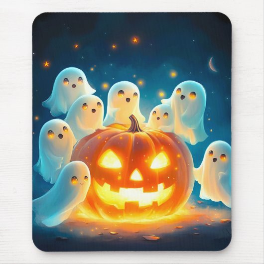 Pumpkin Glow Ghost Partys Watercolor Mousepad (Vorne)