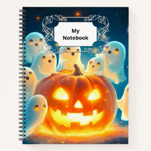 Pumpkin Glow Ghost Partys Watercolor Notizblock