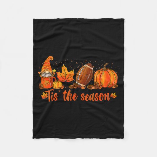 Pumpkin Gnome Football Tis The Season Fall Thanksg Fleecedecke (Vorderseite)