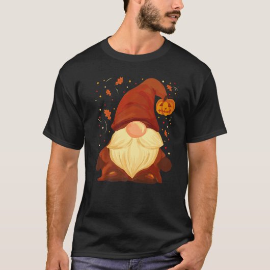 Pumpkin Gnome Herbstlaubs Herbstsaal Erntedank T-Shirt (Vorderseite)