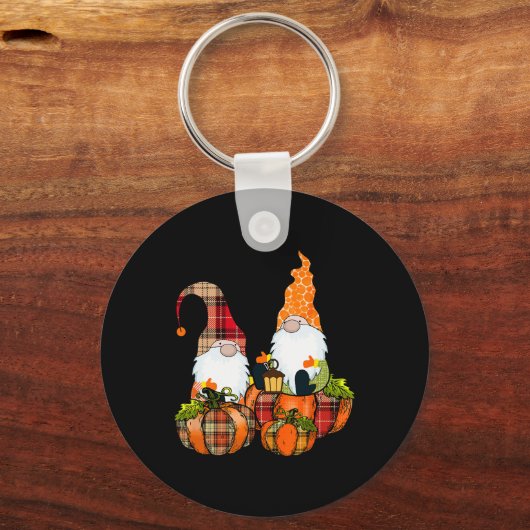 Pumpkin Gnomes Herbst Niedliches Halloween Thanksg Schlüsselanhänger (Vorderseite)