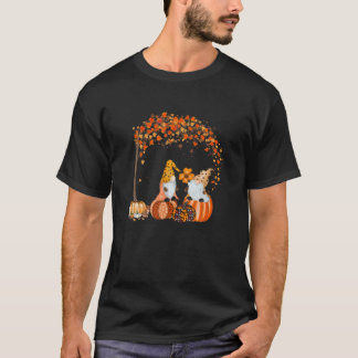 Pumpkin Gnomes Tree Herbst Niedliches Halloween T-Shirt