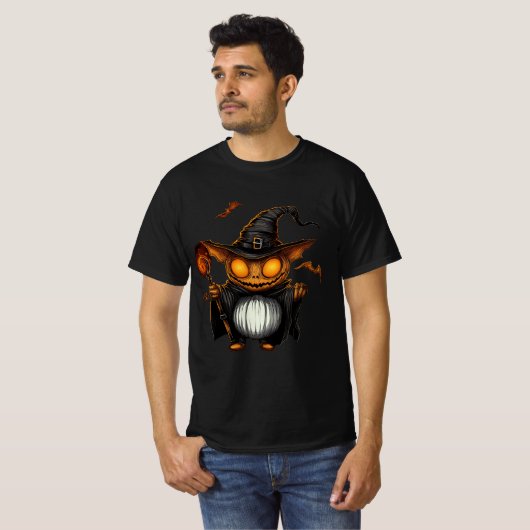Pumpkin Goblin Wizard Halloween Art T-Shirt (Vorne ganz)