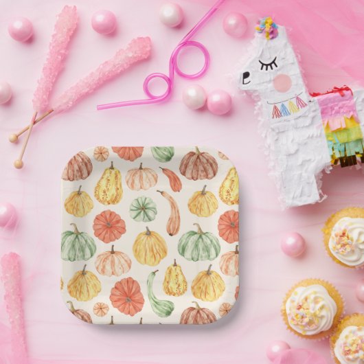 Pumpkin Gourd Autumn Baby Shower Pappteller (Party)