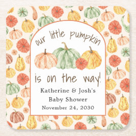 Pumpkin Gourd Autumn Baby Shower Rechteckiger Pappuntersetzer