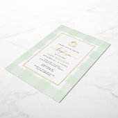 Pumpkin Green Gingham Taufe Gold Foil Einladung (Gedreht)
