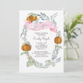 Pumpkin Greenery Bridal Dusche Einladung (Stehend Vorderseite)