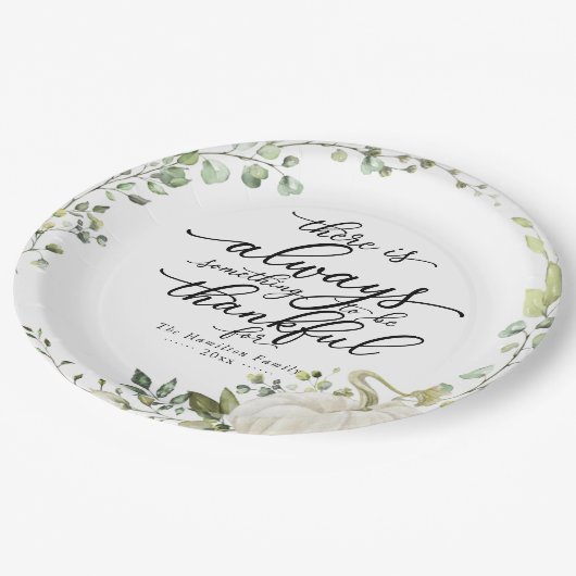 Pumpkin Greenery Eucalyptus Erntedank Dinner Pappteller (Schrägansicht)