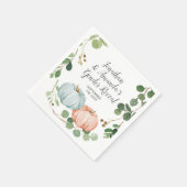 Pumpkin Greenery Floral Gender Reveal Serviette (Ecke)