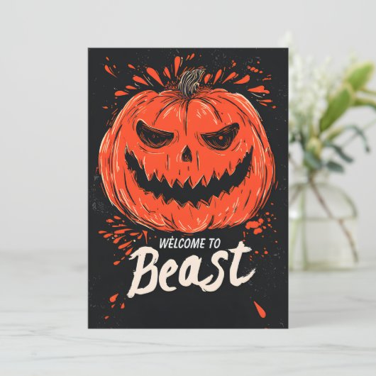 Pumpkin Grin Halloween-Party Einladung (Stehend Vorderseite)