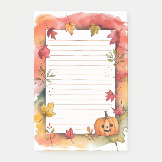 Pumpkin Grin & Leafy Whimsy Post-it Klebezettel (Vorderseite)