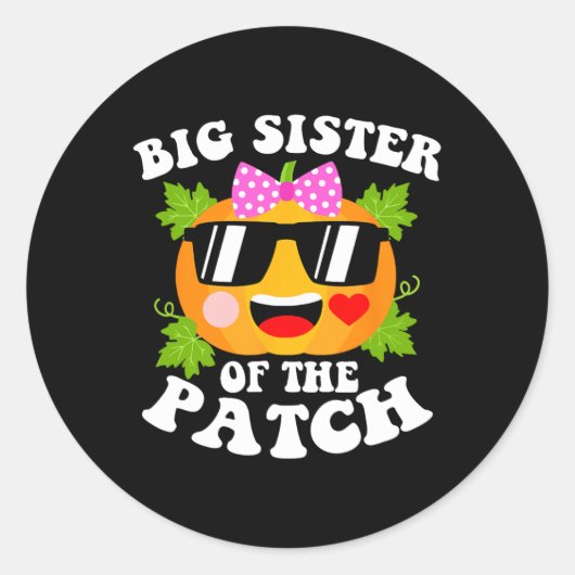 Pumpkin große Schwester des Patch Fun Halloween Fa Runder Aufkleber (Vorderseite)