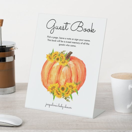 Pumpkin Guest Book Baby Shower Wedding Sockelschild (In SItu)