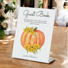 Pumpkin Guest Book Baby Shower Wedding Sockelschild