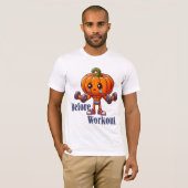 Pumpkin Gym Bro - Vor und nach Workout Halloween T-Shirt (Vorne ganz)