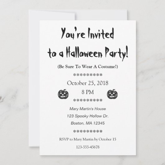 Pumpkin Halloweeen Party Spooky Black and Orange Einladung (Rückseite)
