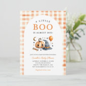 Pumpkin Halloween Baby Shower Einladung (Stehend Vorderseite)