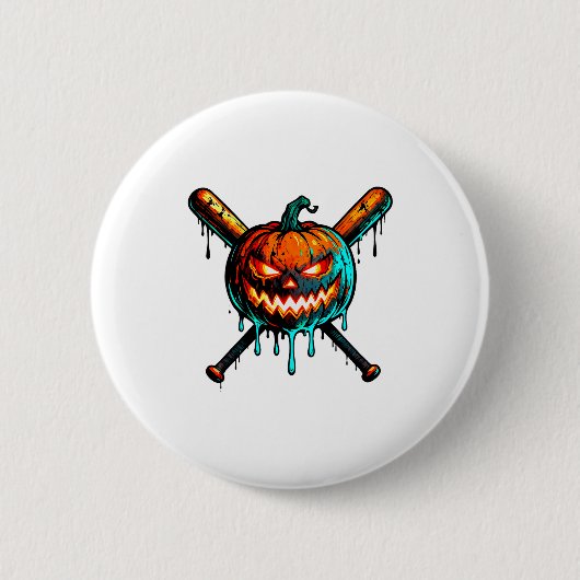 Pumpkin Halloween Baseball Ice Cream Drip Soky Boy Button (Vorderseite)