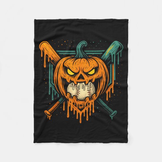 Pumpkin Halloween Baseball Ice Cream Drip Soky Boy Fleecedecke (Vorderseite)