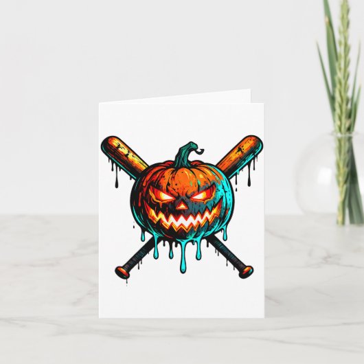 Pumpkin Halloween Baseball Ice Cream Drip Soky Boy Karte (Vorderseite)