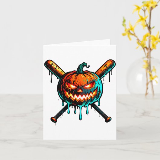 Pumpkin Halloween Baseball Ice Cream Drip Soky Boy Karte (Gelbe Blume)