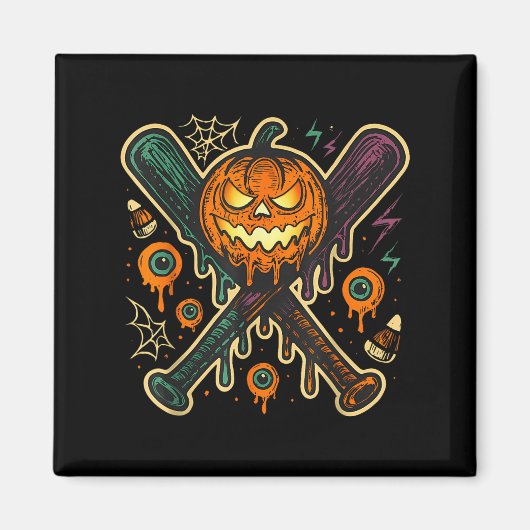 Pumpkin Halloween Baseball Ice Cream Drip Soky Boy Magnet (Vorne)