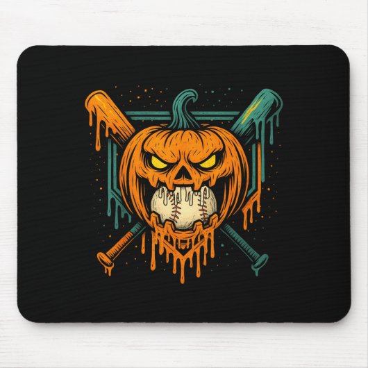 Pumpkin Halloween Baseball Ice Cream Drip Soky Boy Mousepad (Vorne)