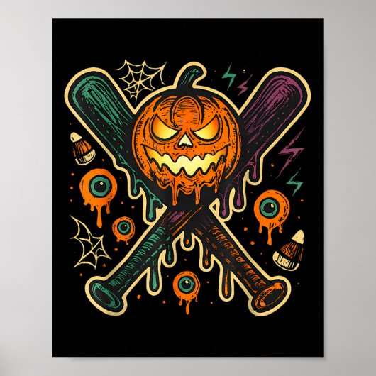 Pumpkin Halloween Baseball Ice Cream Drip Soky Boy Poster (Vorne)